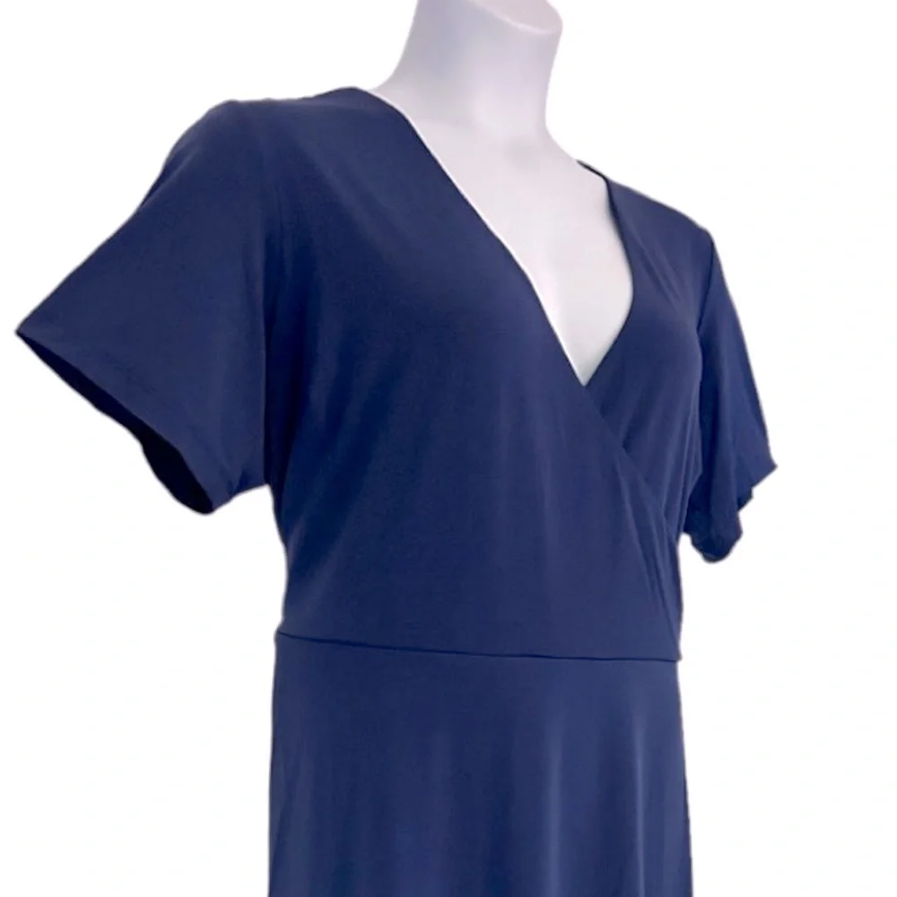 Catherine Malandrino faux Wrap Jersey Knit Office Casual Navy Dog Show Dress  1X - Picture 10 of 15